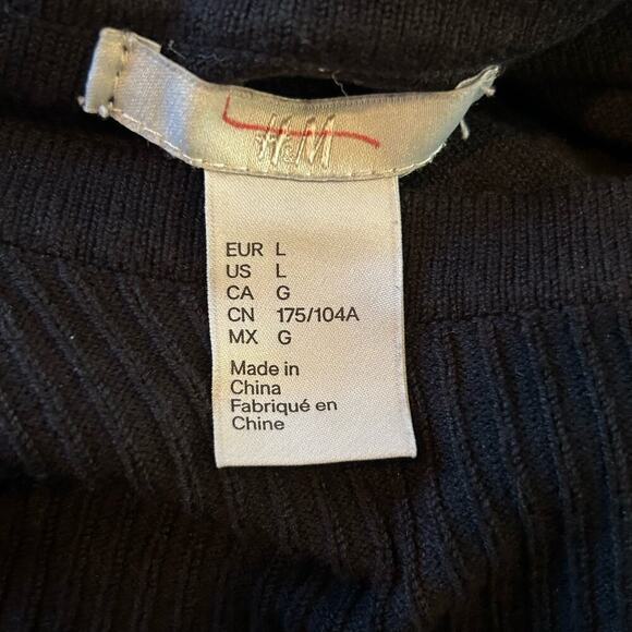 H&M Dress Womens Large Black 3/4 Sleeve Fitted Knit Sweater Bodycon Stretch - Picture 3 of 9